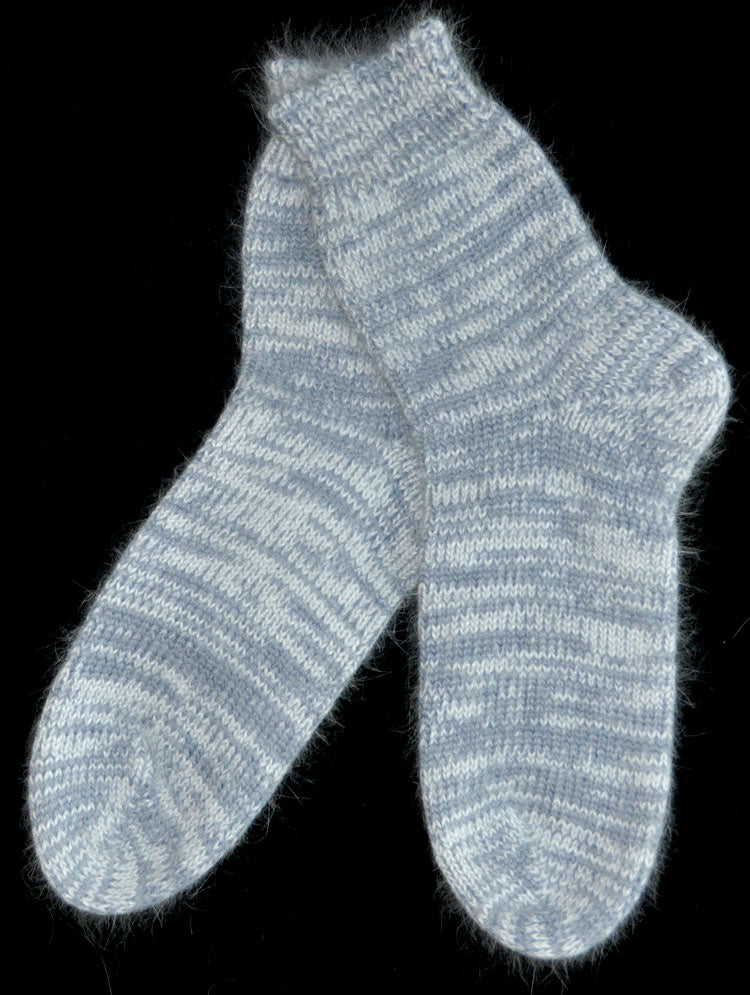 Socks - Blue and White Angora Nylon Blend