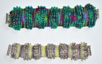 Hand Knit Jewelry Kits - Ruffle Ridges Bracelet - Red, Cobalt, Yellow, and Black