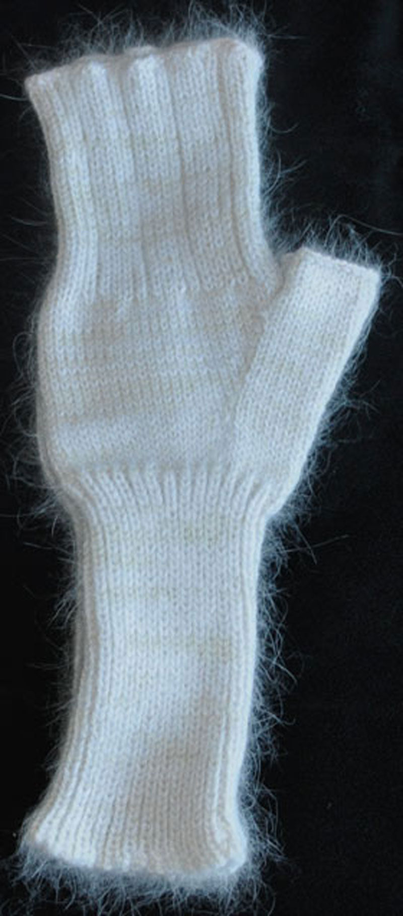 Fingerless Mitts - White Angora Nylon Blend and Merino Wool – Fly Designs