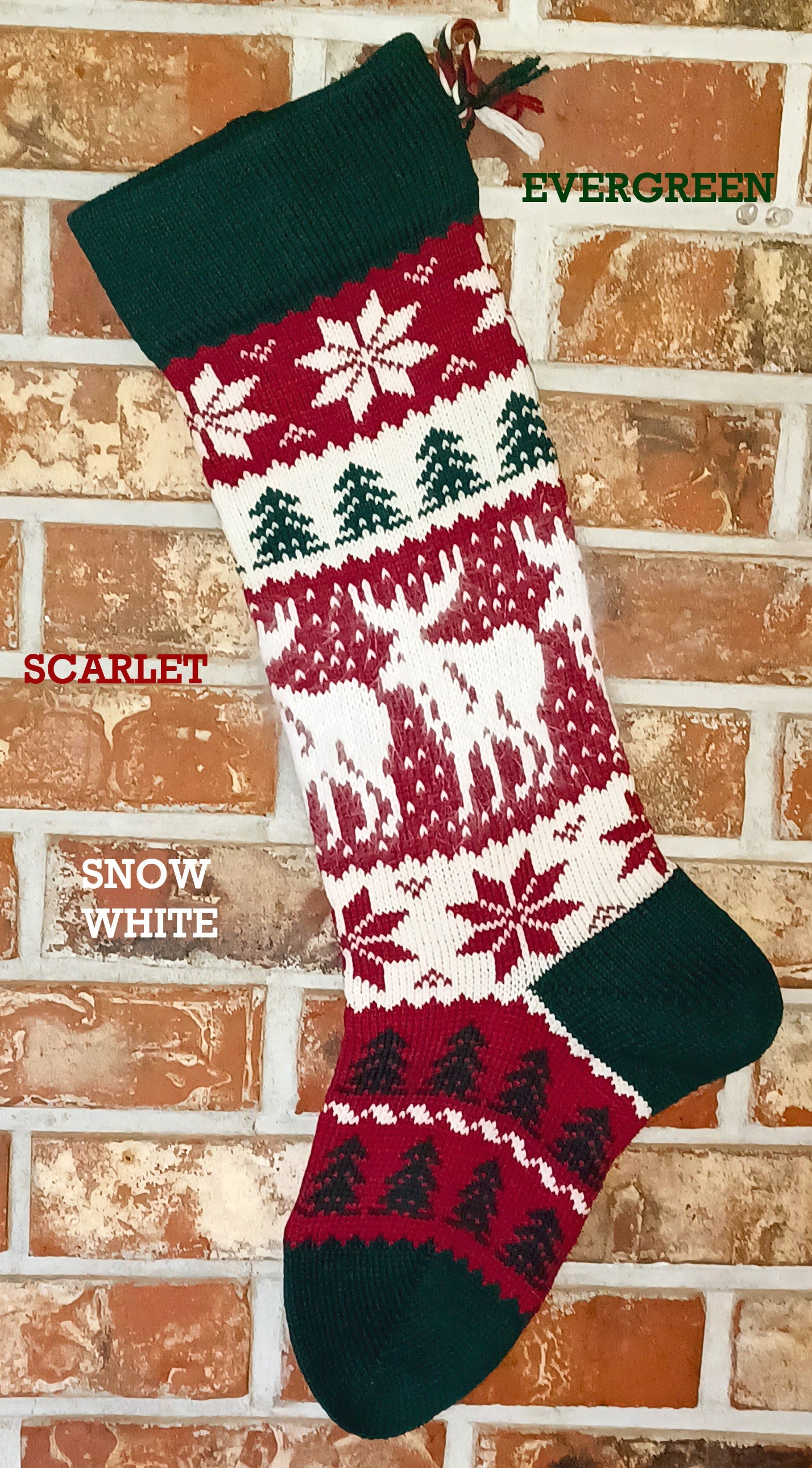 Large Knit Personalizable Wool Christmas Stocking - Christmas Moose
