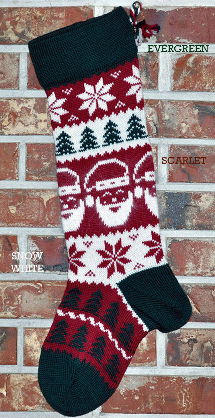 Large Personalizable Knit Wool Christmas Stocking - Angora Santa