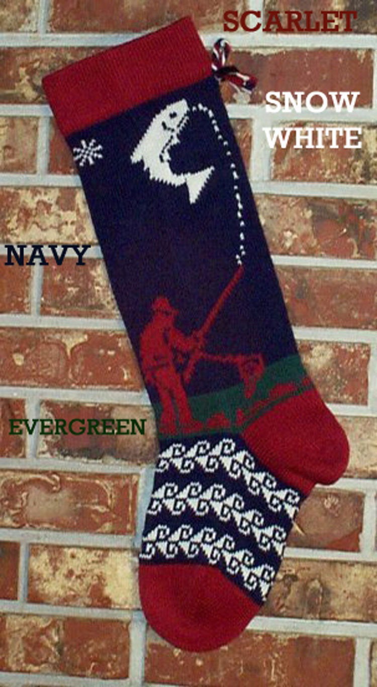 Large Personalizable Knit Wool Christmas Stocking - Fisherman
