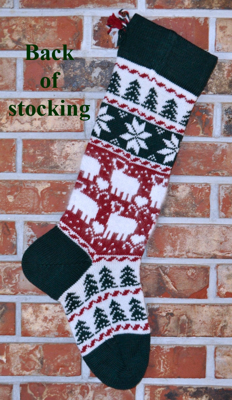 Large Personalizable Knit Wool Christmas Stocking - Angora Lambs
