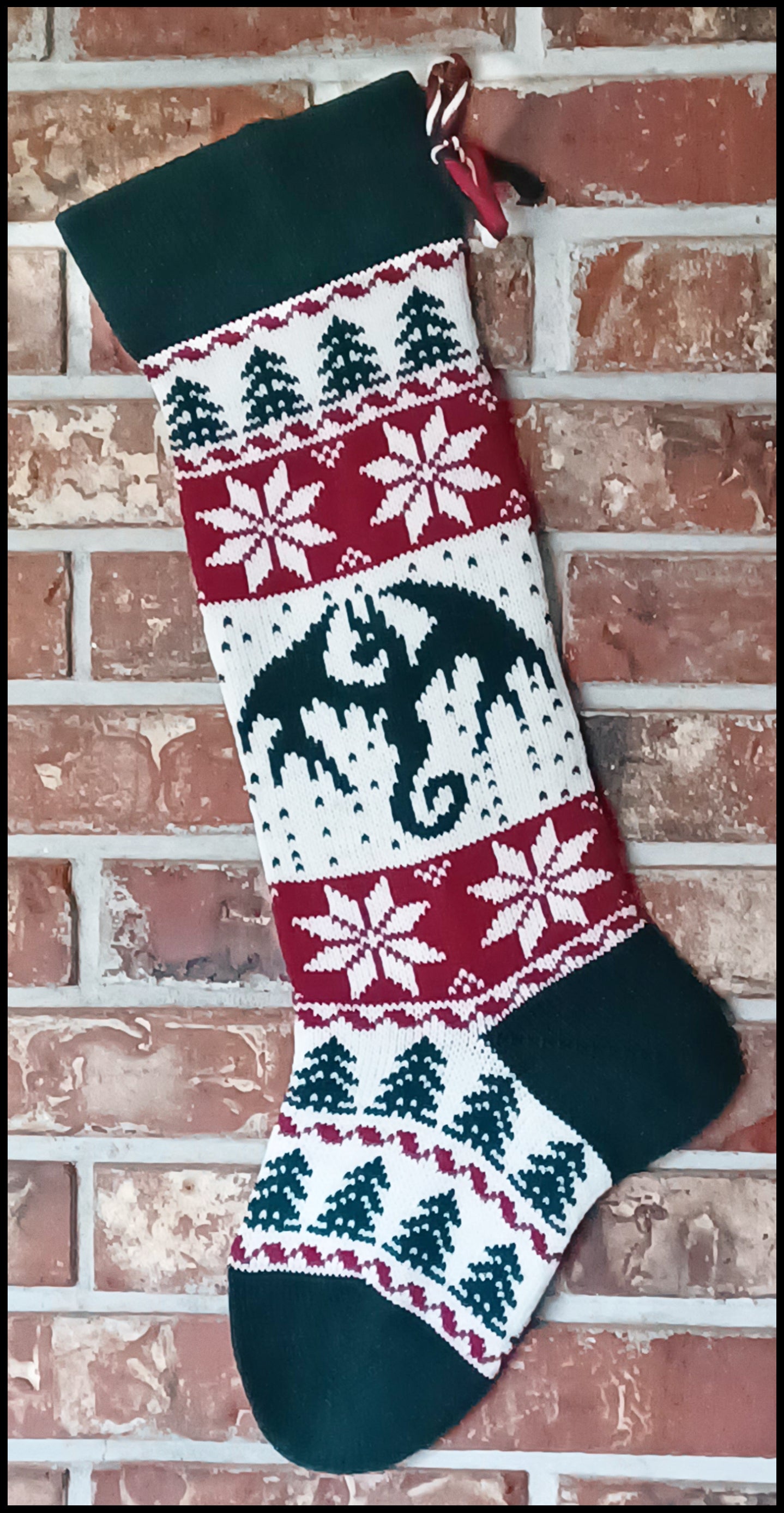 Large Knit Personalizable Wool Christmas Stocking - Dragons