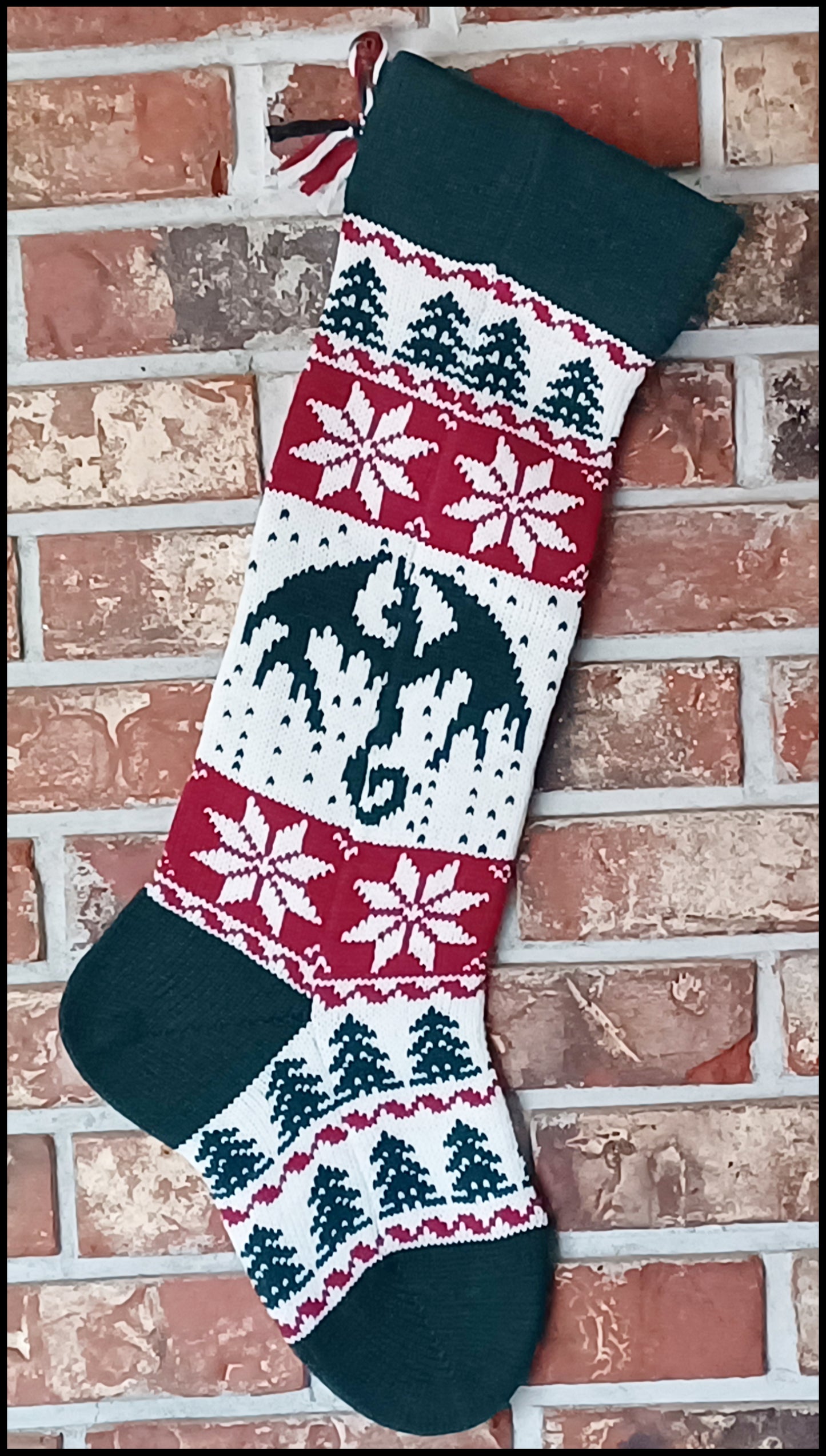 Large Knit Personalizable Wool Christmas Stocking - Dragons