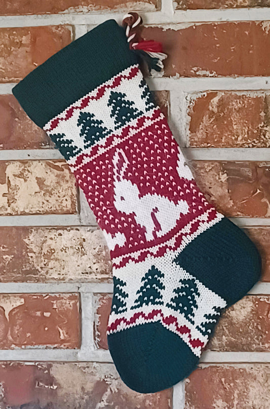 Small Knit Wool Christmas Stocking - Christmas Rabbits