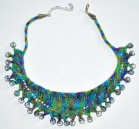 Hand Knit Jewelry Kits - Bead-Dazzled Necklace Kit - Blue, Green, and Magenta