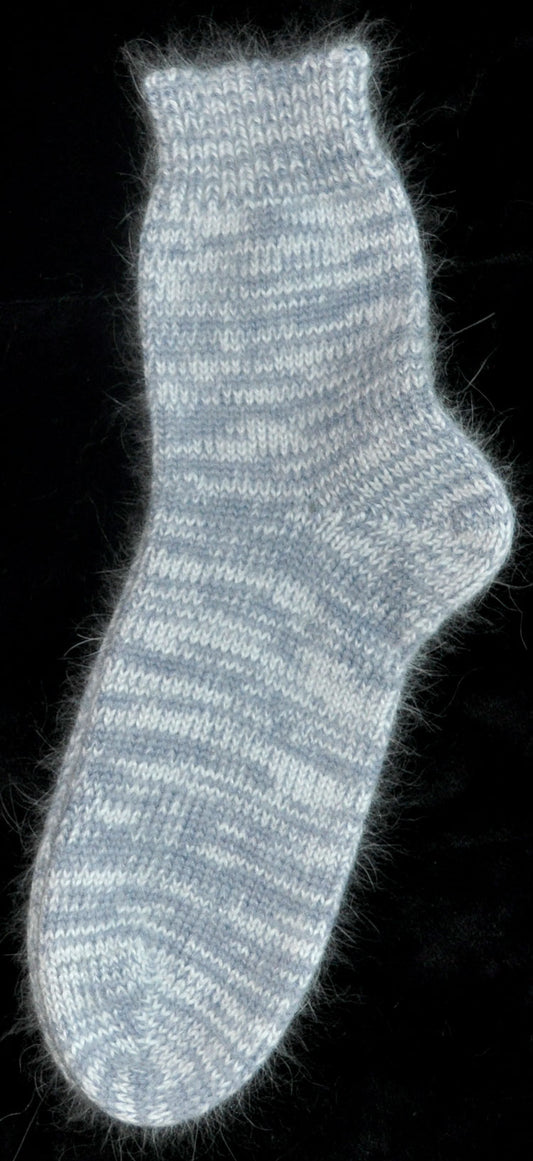 Socks - Blue and White Angora Nylon Blend
