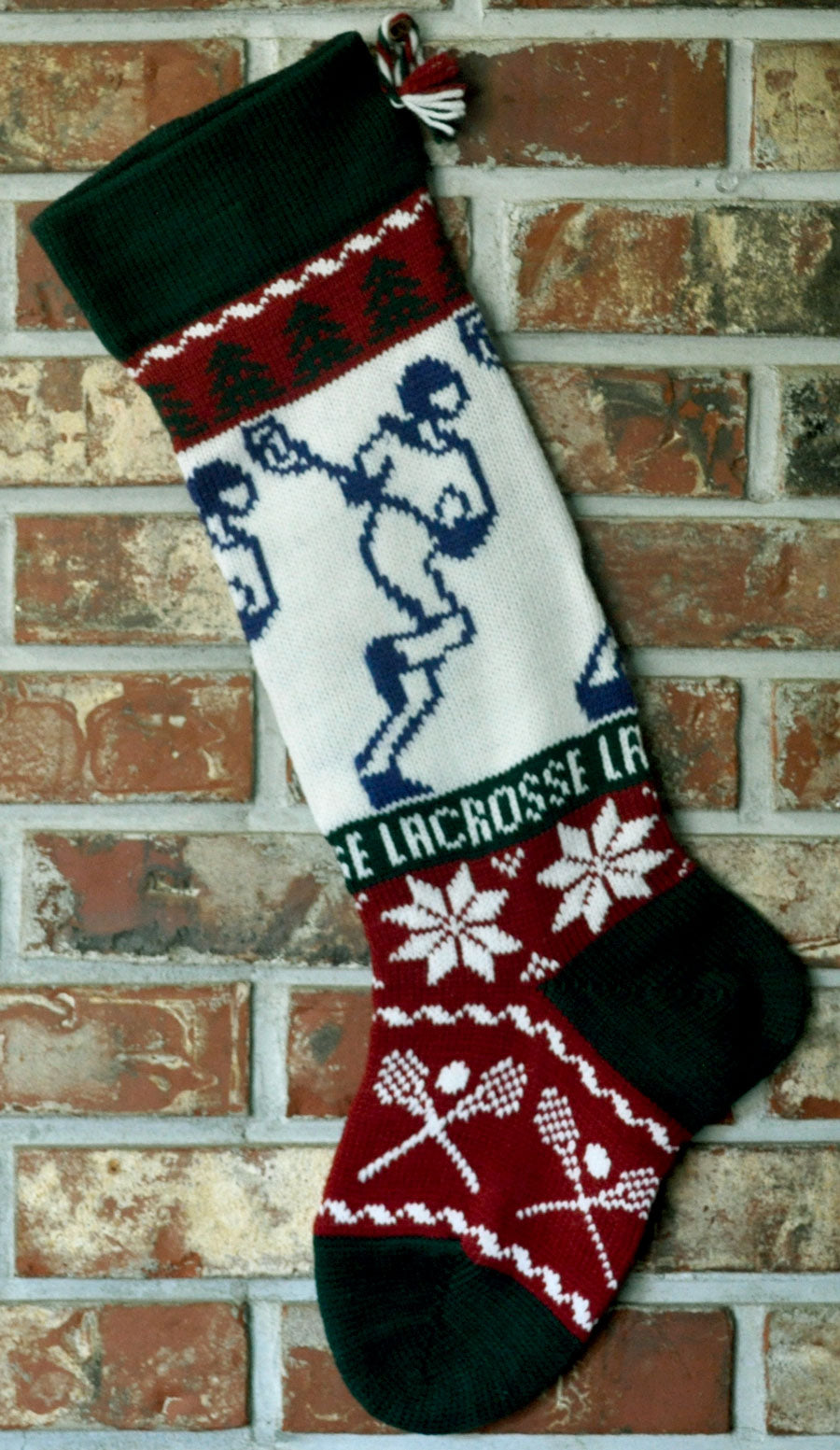 Large Personalizable Knit Wool Christmas Stocking - Lacrosse