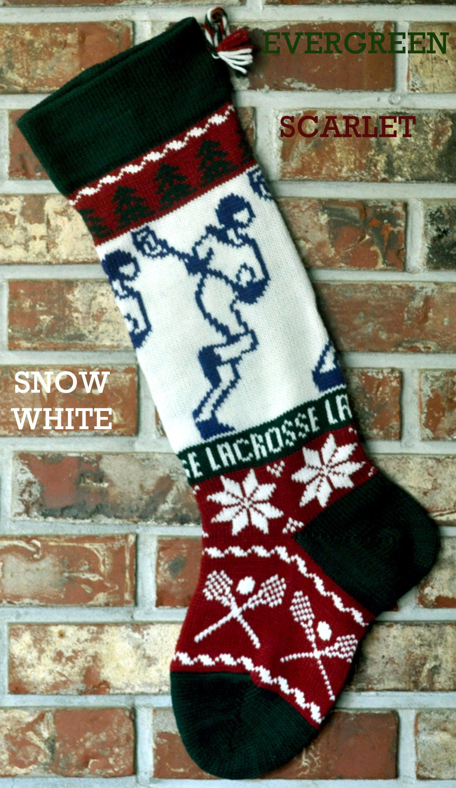 Large Personalizable Knit Wool Christmas Stocking - Lacrosse