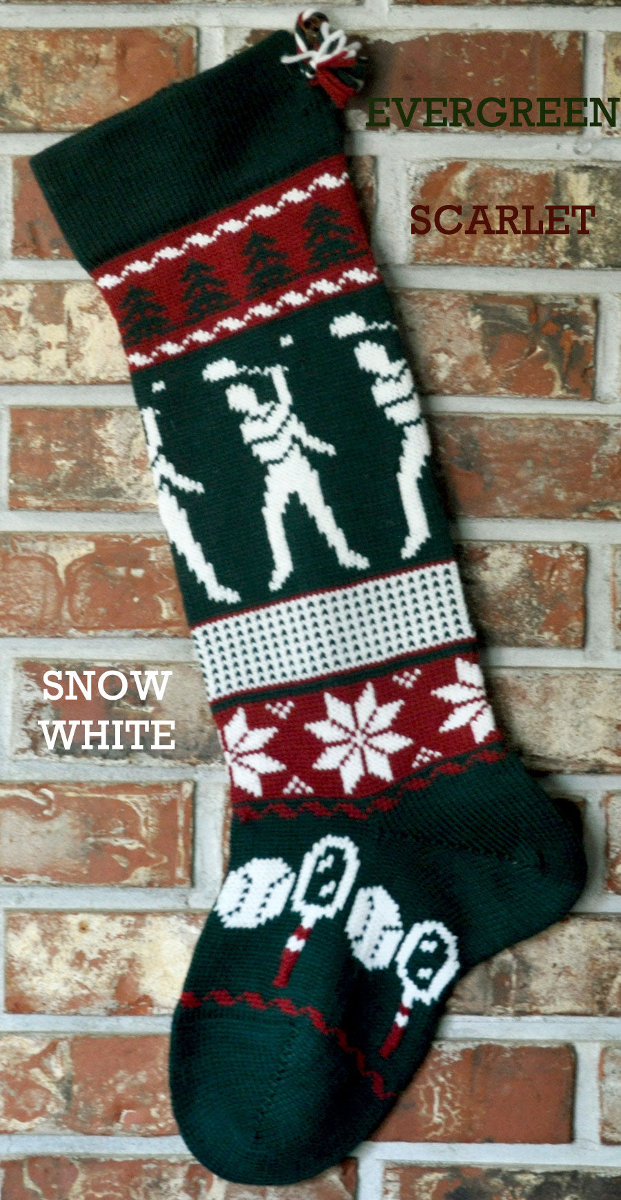 Large Personalizable Knit Wool Christmas Stocking - Tennis