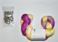 Hand Knit Jewelry Kits - Dryad Drops Kerchief Kit - Yellow, Purple, and Grey