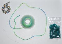 Hand Knit Jewelry Kits - Flouncy Fun Bracelet Kit - Cobalt, Turquoise, and Green