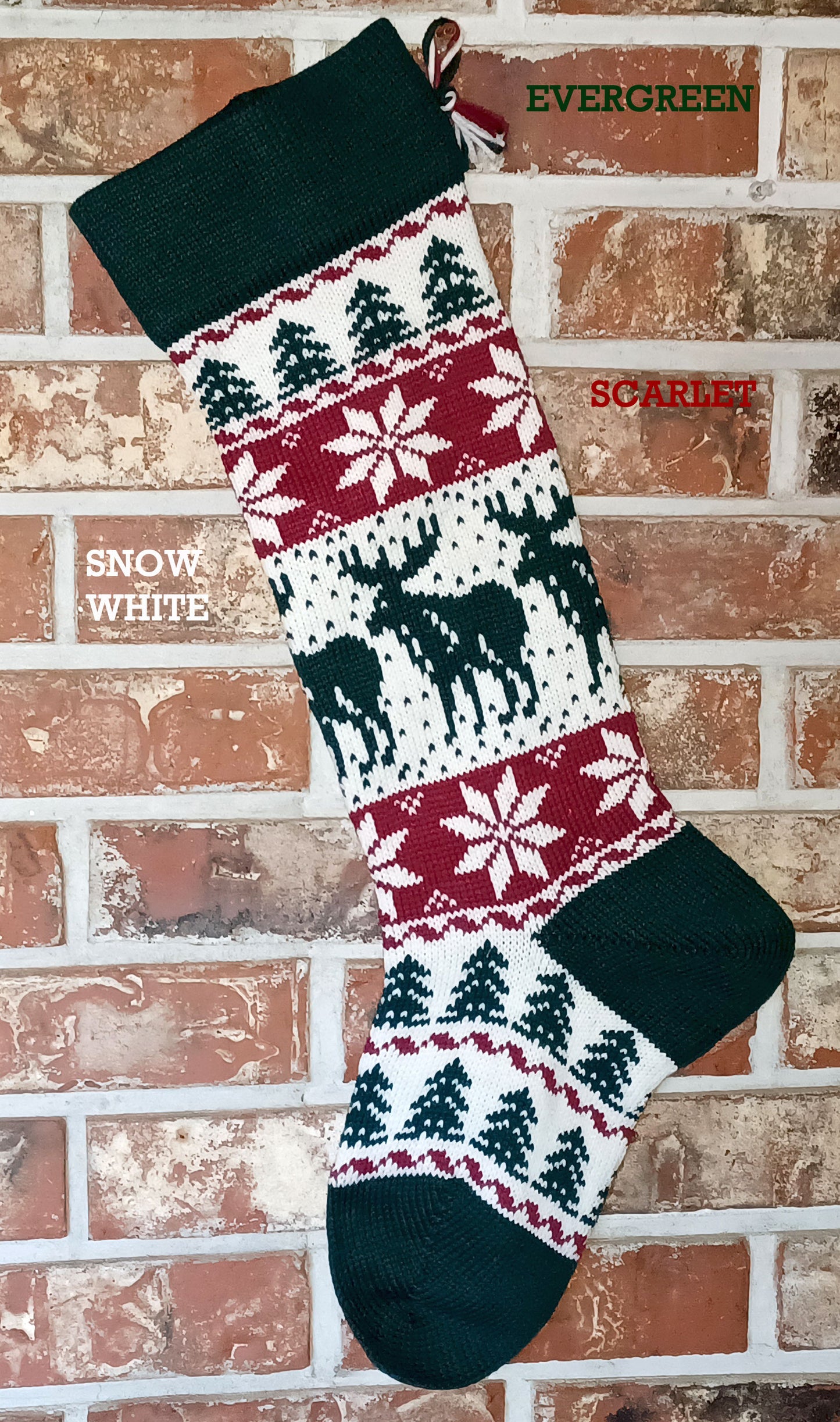 Large Knit Personalizable Wool Christmas Stocking - Moose