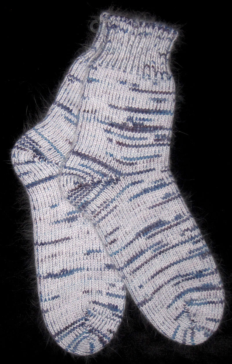 Socks - White Angora, Nylon Blend and BFL