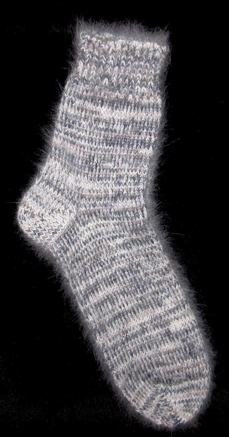 Socks - White Italian Angora Nylon Blend, and Blue Kid Mohair