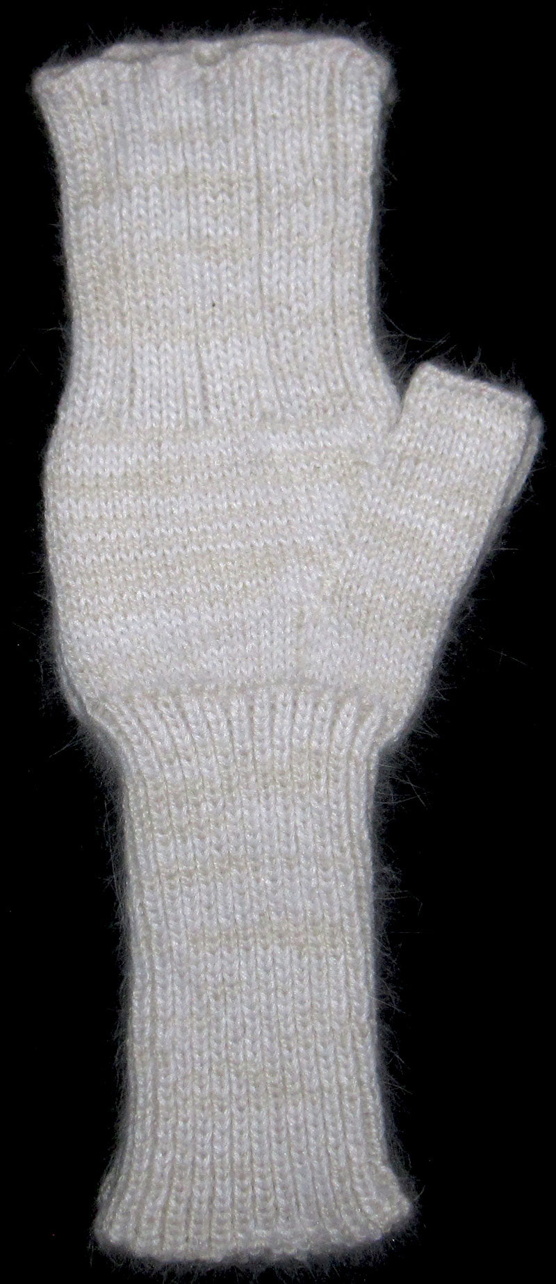 Fingerless Mitts - White Angora, Merino, Mohair, and Nylon