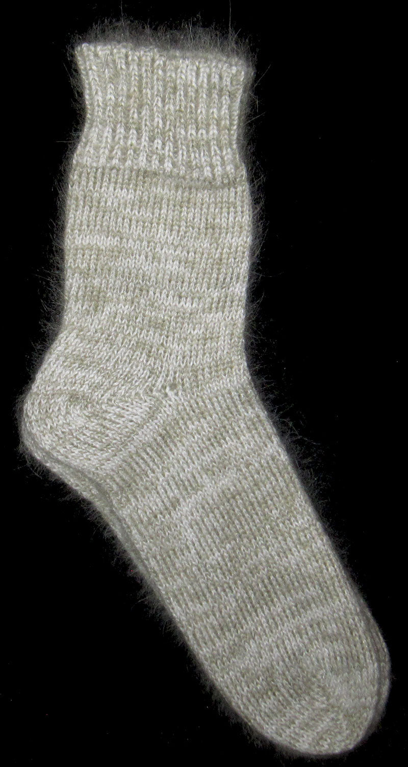 Socks - White Angora Nylon Blend, and Sage Kid Mohair