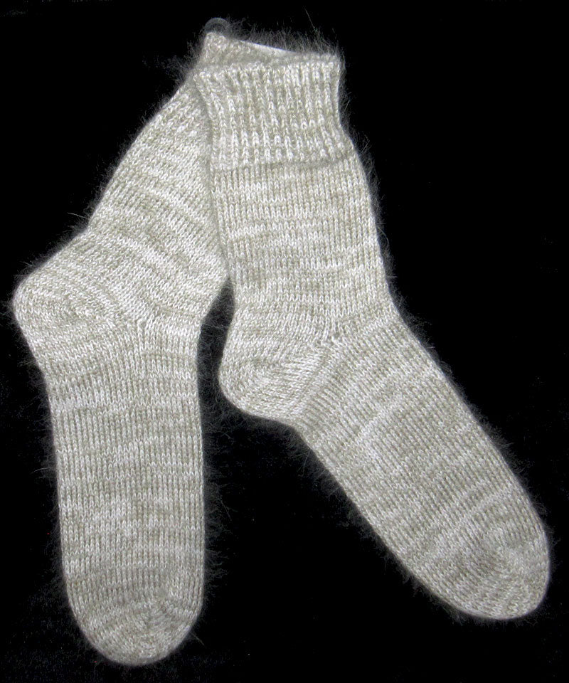 Socks - White Angora Nylon Blend, and Sage Kid Mohair