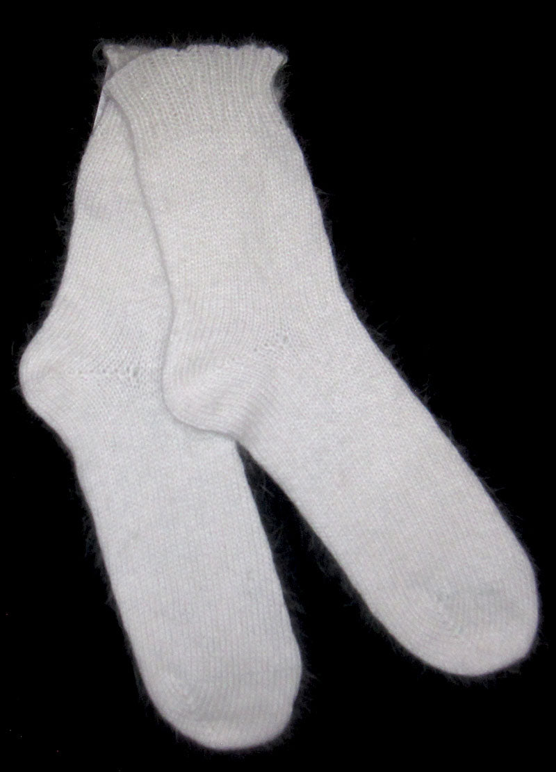 Socks - White Angora, Nylon Blend