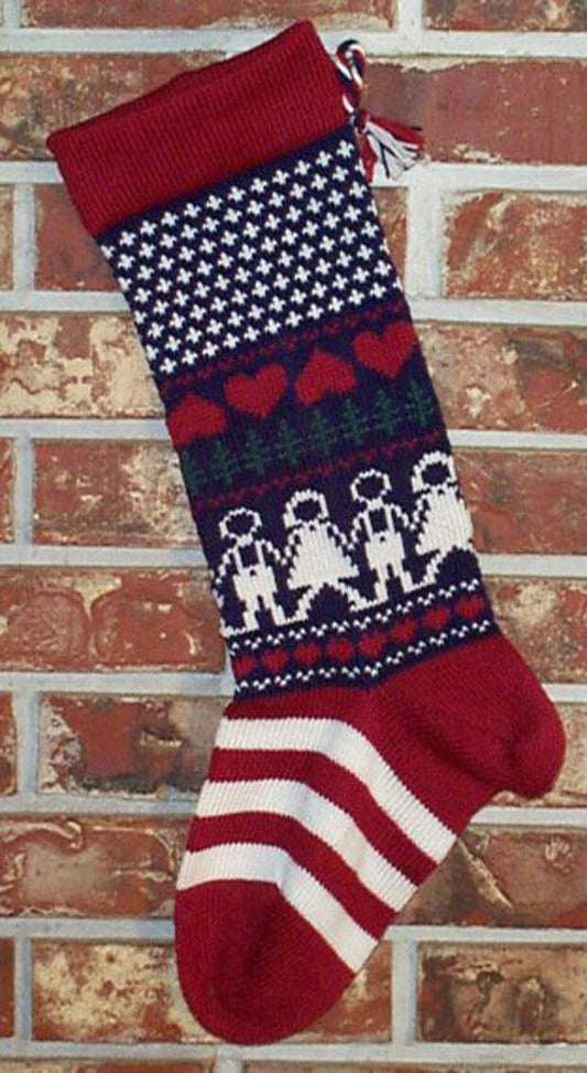 Large Personalizable Knit Wool Christmas Stocking - USA Christmas