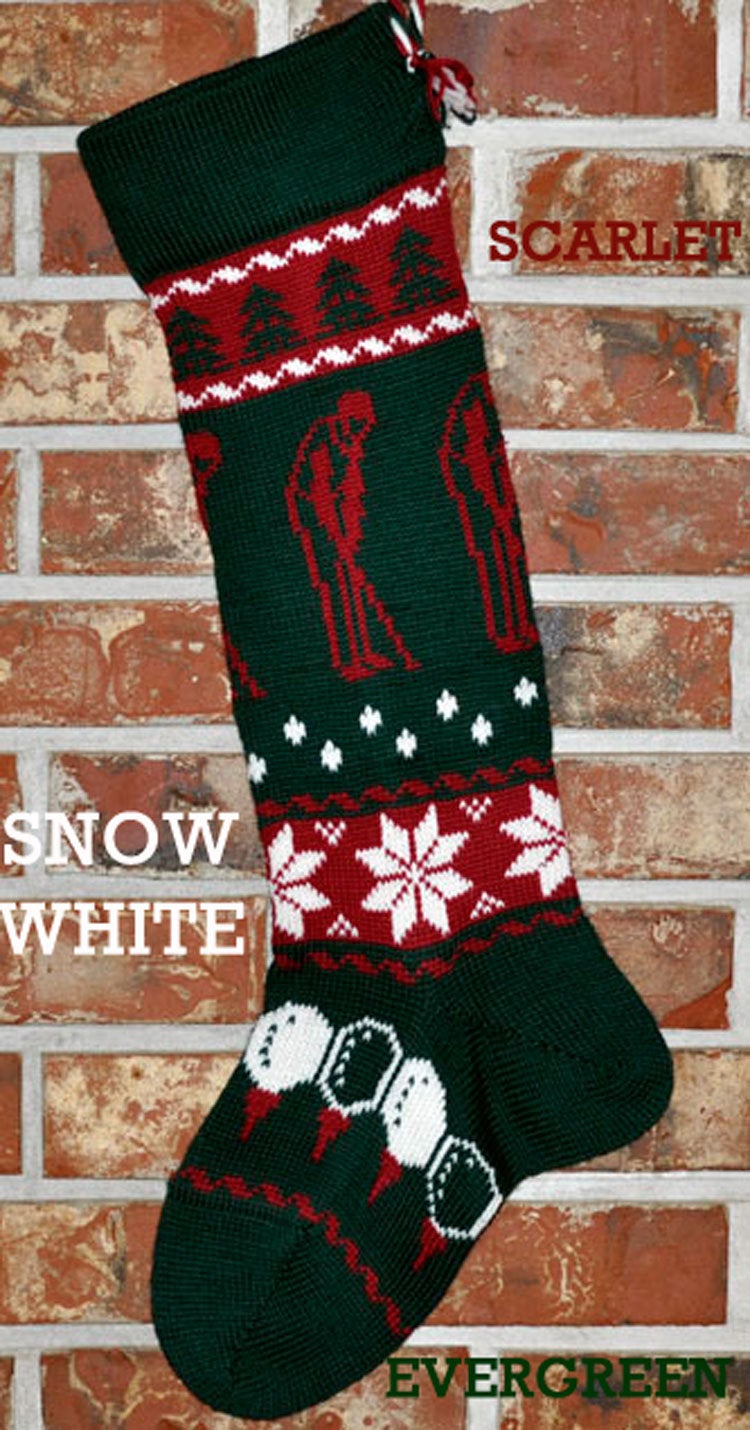 Large Personalized Knit Wool Christmas Stocking - The Golfer