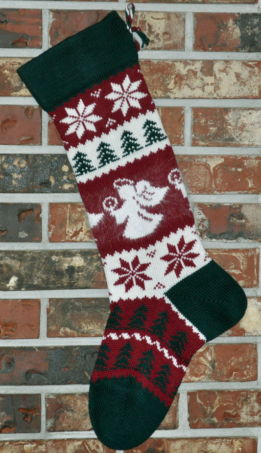 Large Personalizable Knit Wool Christmas Stocking - Christmas Angels