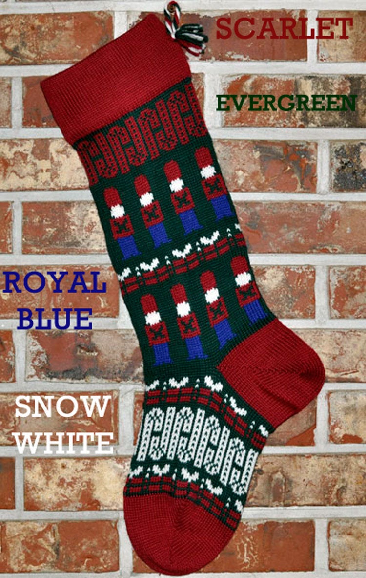 Large Personalized Knit Wool Christmas Stocking - Toy Soldiers