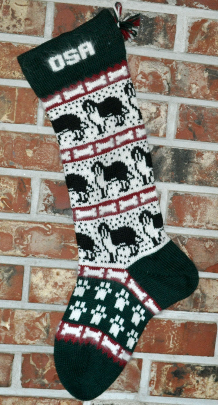 Large Personalizable Knit Wool Christmas Stocking - Christmas Dogs
