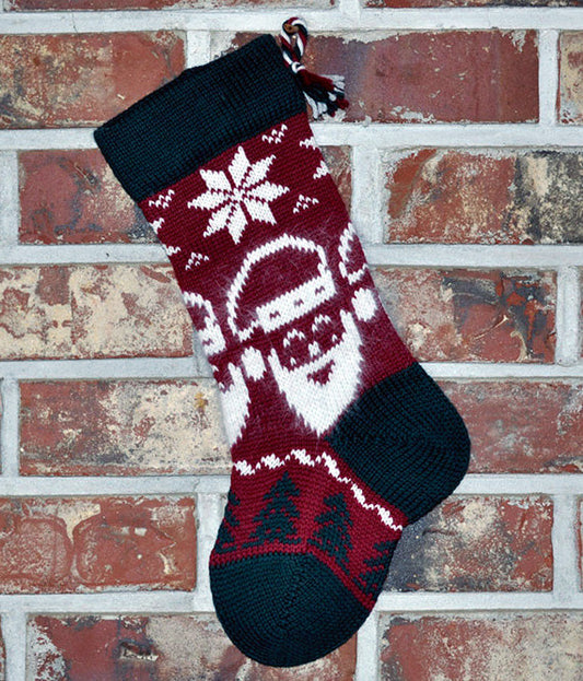 Small Knit Wool Christmas Stocking - Angora Santa