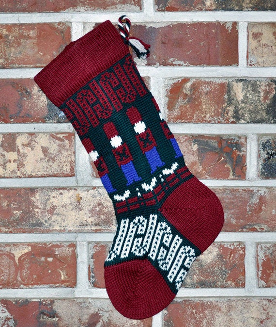 Small Knit Wool Christmas Stocking - Toy Soldiers