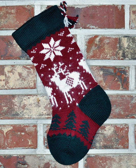 Small Knit Wool Christmas Stocking - Angora Reindeer