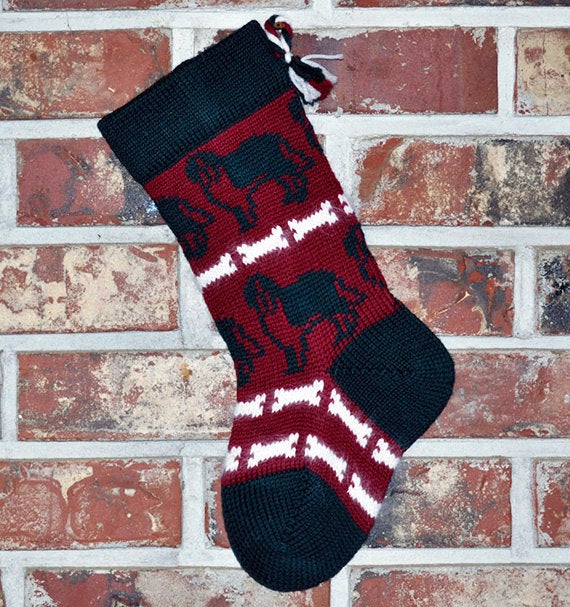 Small Knit Wool Christmas Stocking - Saint Bernard