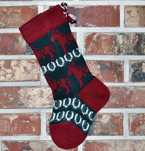 Small Knit Wool Christmas Stocking - Horses & Horseshoes