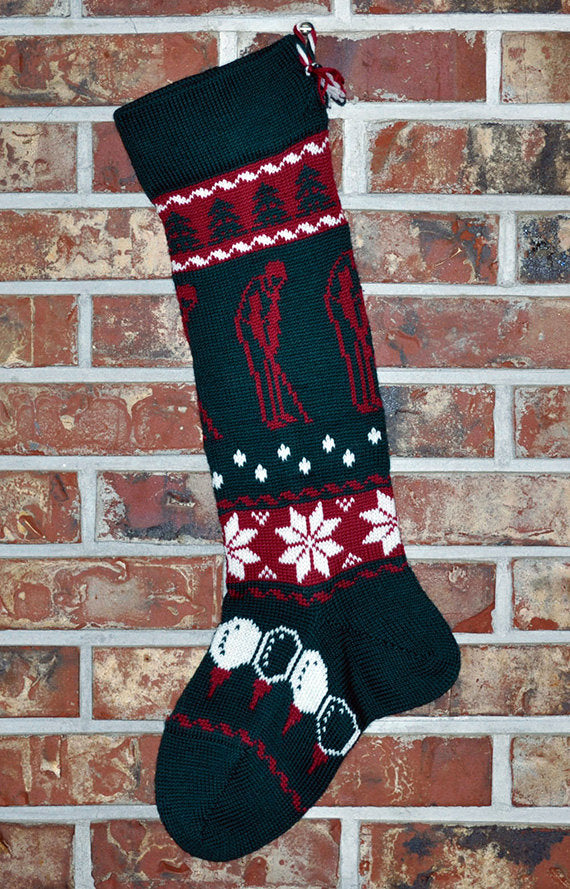 Large Personalized Knit Wool Christmas Stocking - The Golfer