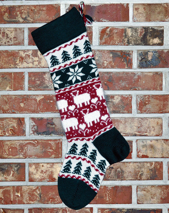 Large Personalizable Knit Wool Christmas Stocking - Angora Lambs