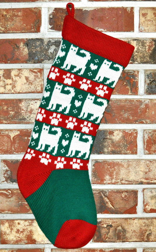 Medium Knit Personalized Wool Christmas Stocking - Christmas Cats