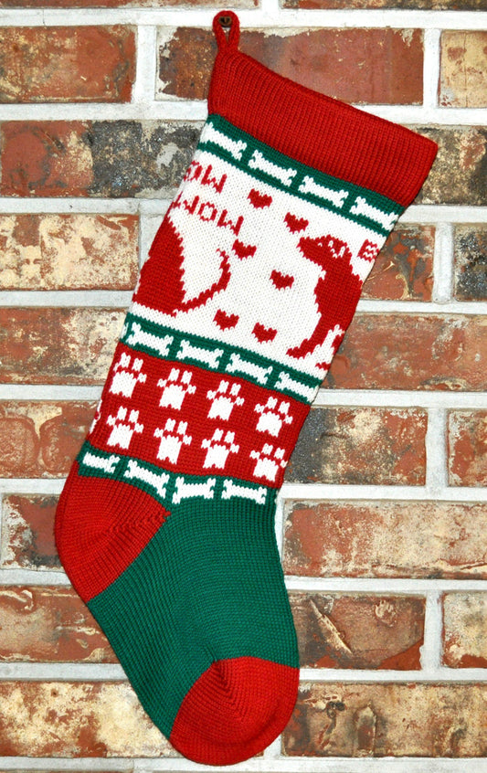 Medium Knit Personalized Wool Christmas Stocking - Christmas Dogs