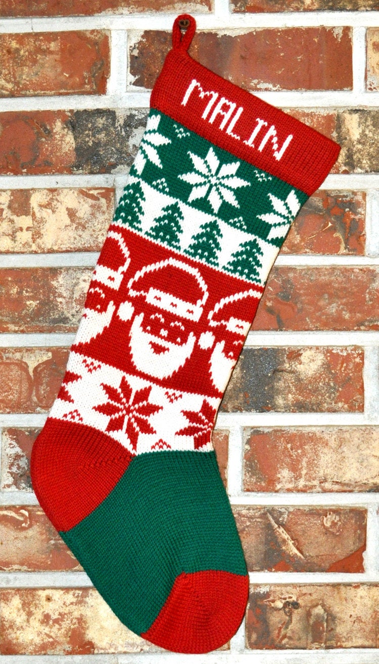 Medium Knit Personalized Wool Christmas Stocking - Santa