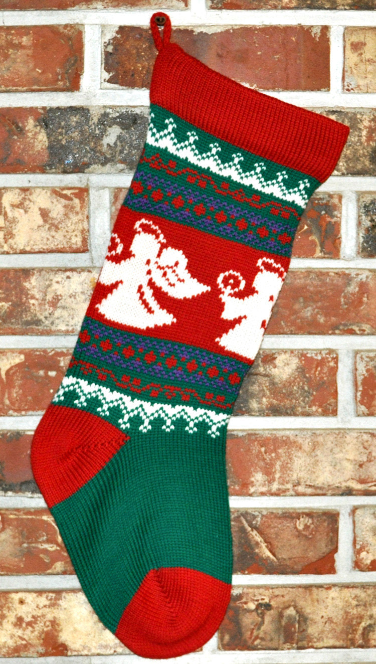 Medium Knit Personalized Wool Christmas Stocking - Angel
