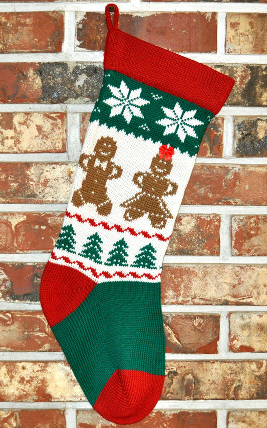 Medium Knit Personalized Wool Christmas Stocking - Gingerbread Men and Women