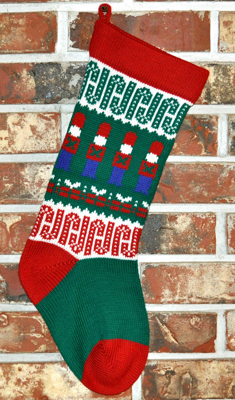 Medium Knit Personalized Wool Christmas Stocking - Toy Soldier