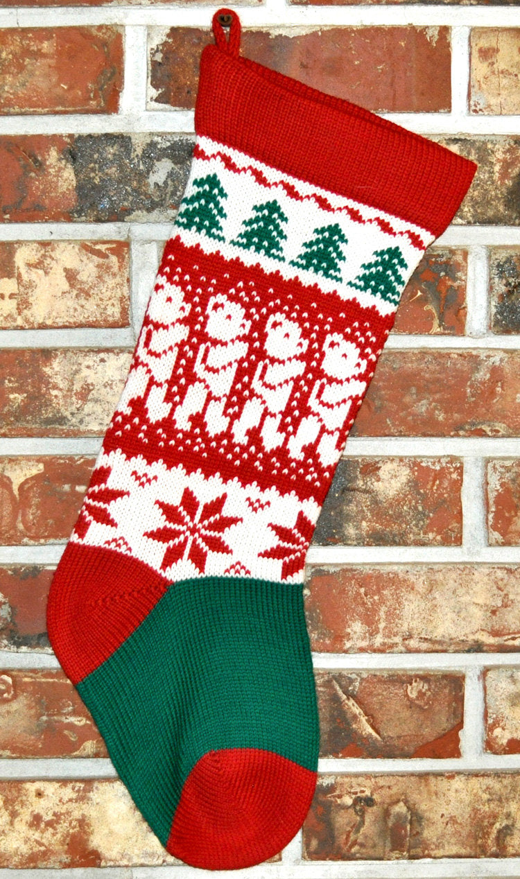Medium Knit Personalized  Wool Christmas Stocking - Teddy Bears