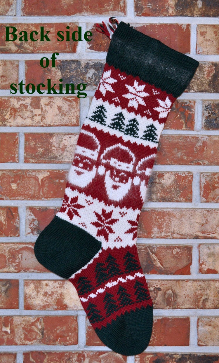 Large Personalizable Knit Wool Christmas Stocking - Angora Santa