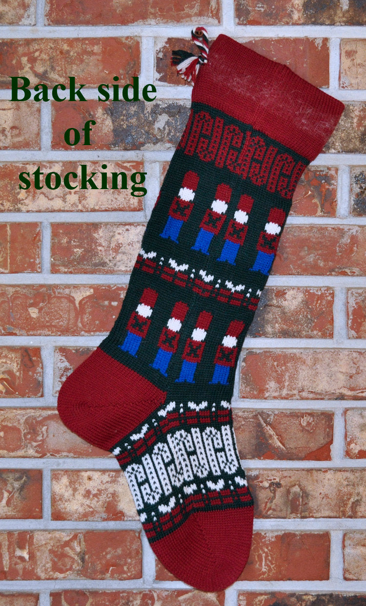 Large Personalized Knit Wool Christmas Stocking - Toy Soldiers
