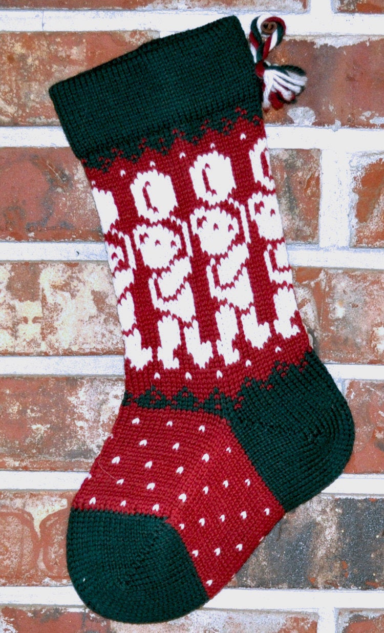 Small Knit Wool Christmas Stocking - Teddy Bears with Balloons