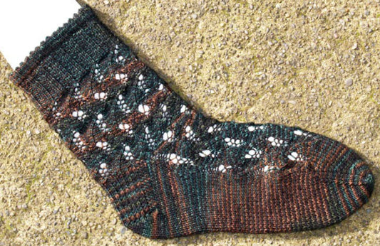 Hand Knit Sock Pattern - Wagging Lace Sock Pattern