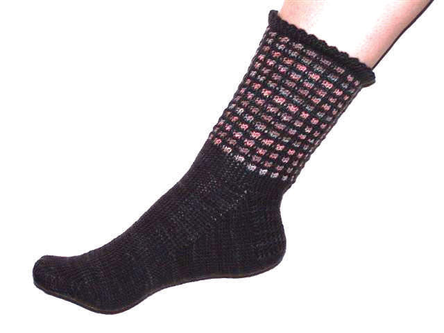 Hand Knit Sock Pattern - Slipstitch Window Sock with Picot Edge